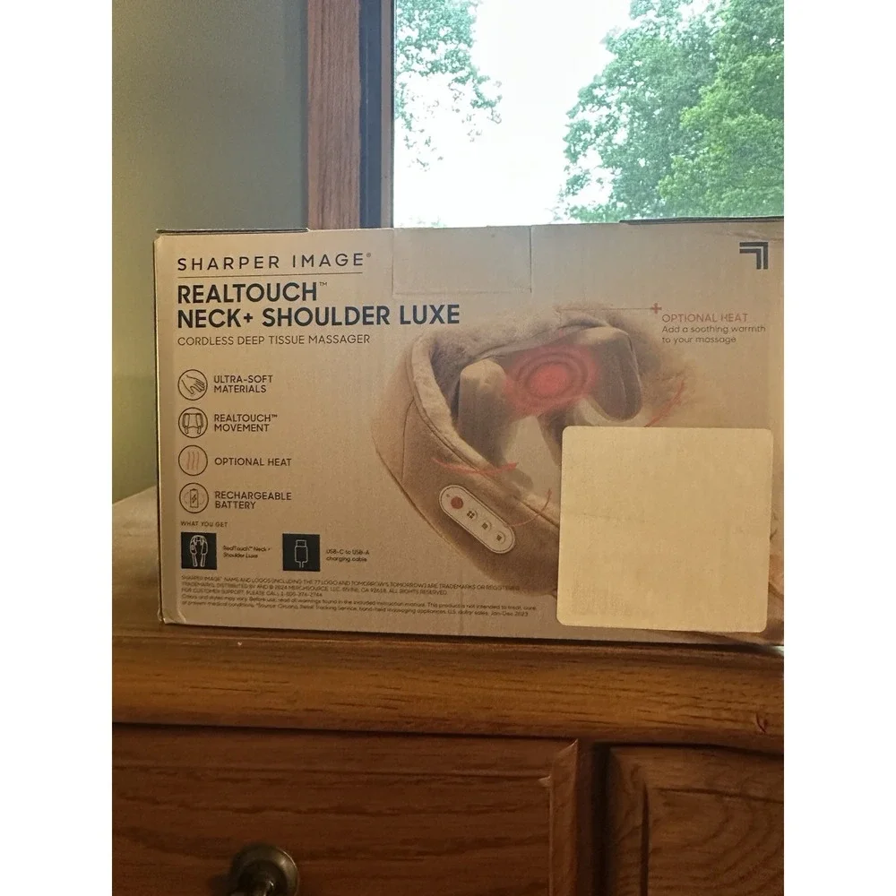 Sharper Image Realtouch Neck+Shoulder Luxe Massager, NEW Open Box, Optional Heat
